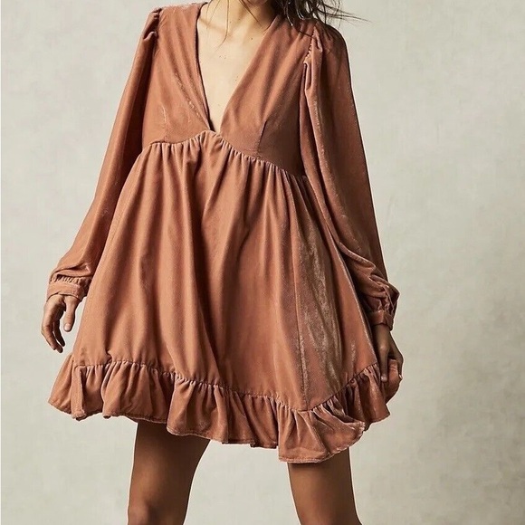 Free People Estella Velvet Mini Dress - Picture 1 of 4